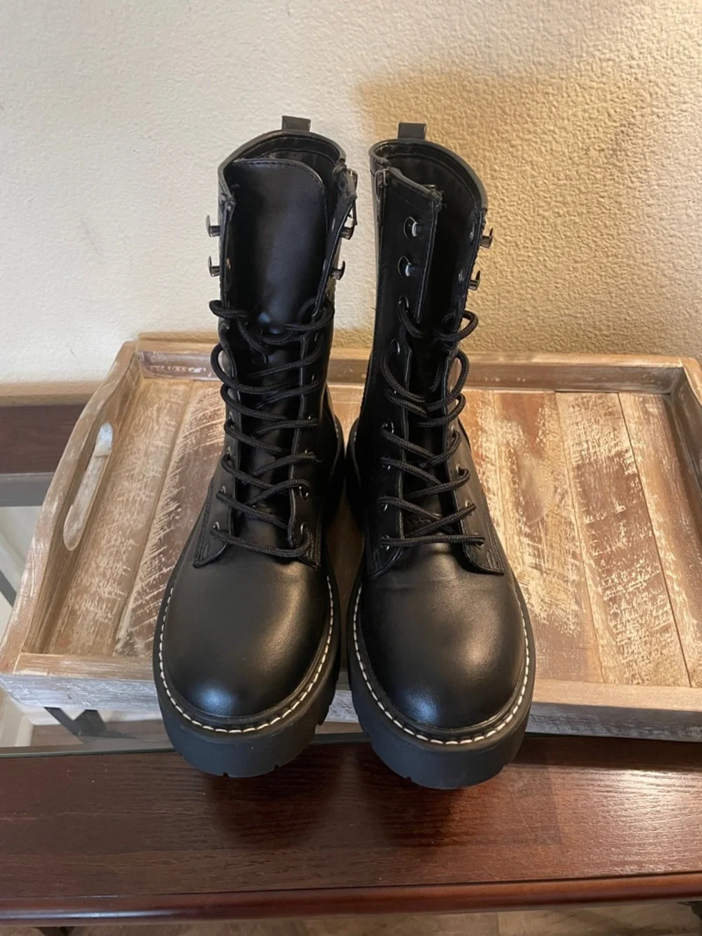 Wild Fable Women's Black Logan Lug Combat Boots with Memory Foam Insole Size 8 - Picture 10 of 10